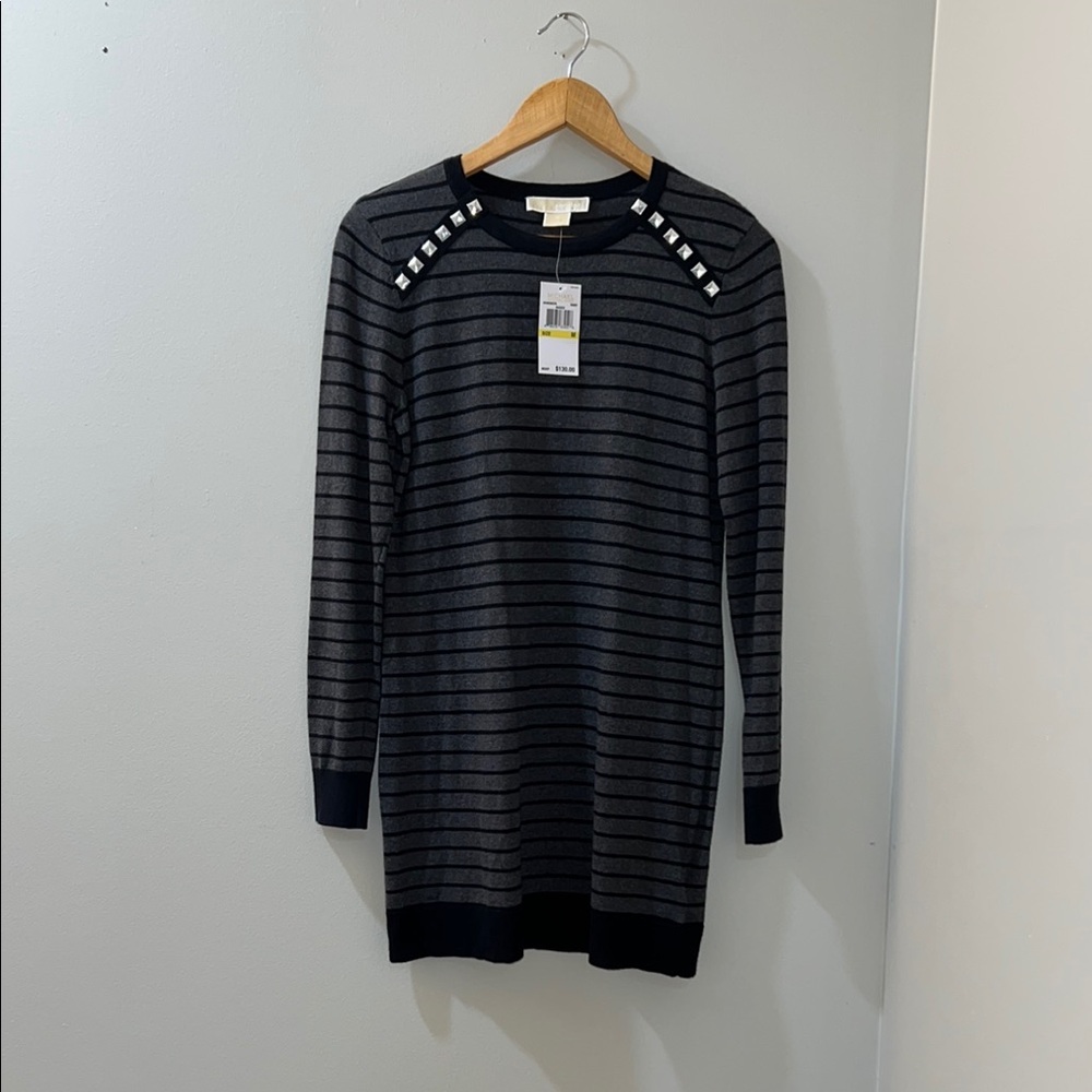 Michael Kors Black Striped Sweater Dress